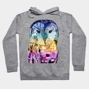 Blue, Yellow and Purple Owl Hoodie